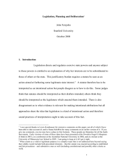 A Planning Theory Of Legislation