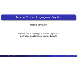 Advanced Topics in Language and Cognition - clic-cimec