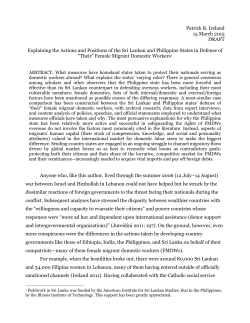 Patrick R. Ireland 15 March 2015 DRAFT Explaining the Actions and