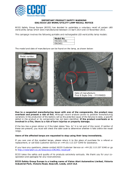 IMPORTANT PRODUCT SAFETY WARNING ESG/ECCO LED