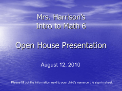 Mrs. Harrison`s Intro to Math 6 - Parkway C-2