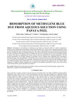 biosorption of methylene blue dye from aqueous solution