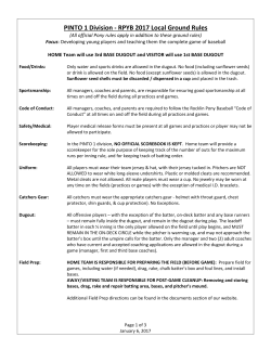 PINTO 1 Division - RPYB 2017 Local Ground Rules