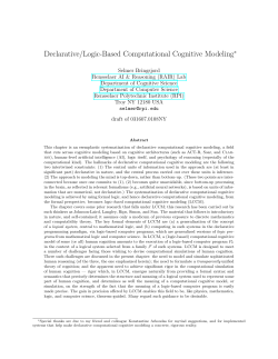 Declarative/Logic-Based Computational Cognitive Modeling