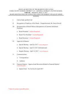 * Items for action or possible action REGULAR MEETING OF THE