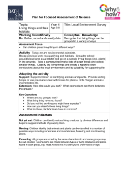 Planning Sheet for focused science Assessment Task