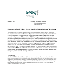 Statement on behalf of Larry Downs, Esq., CEO, Medical Society of