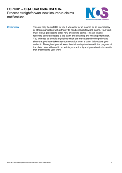 FSPGI01 – SQA Unit Code H5FS 04 Process straightforward new