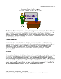 Learning Theory in Cyberspace - Nursing Informatics Learning Center.