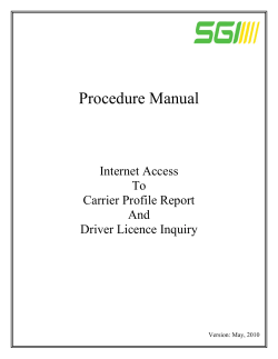 Internet Access To Carrier Profile Report And Driver Licence