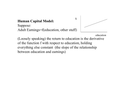 Human Capital Model: Suppose: Adult Earnings=f(education, other