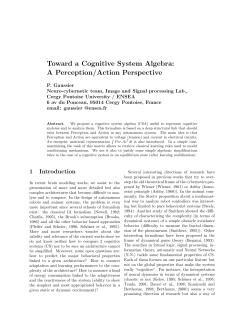 Toward a Cognitive System Algebra: A Perception/Action Perspective