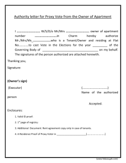 Authority letter for Proxy Vote from the Owner of Apartment