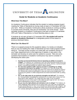 Guidelines for Students on Academic Warning