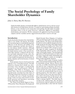 The Social Psychology of Family Shareholder Dynamics