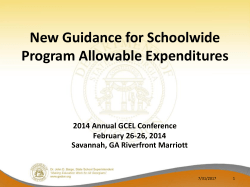 New Guidance for Schoolwide Program Allowable Expenditures