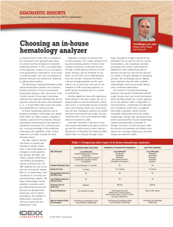 Choosing an in-house hematology analyzer