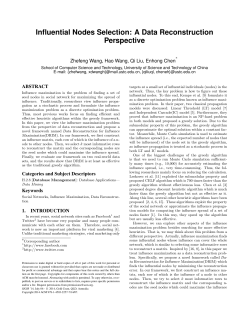 Influential Nodes Selection: A Data Reconstruction Perspective