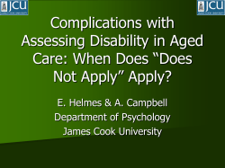 Complications with Assessing Disability in Aged Care: When Does