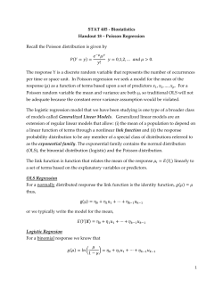 STAT 405 - Biostatistics Handout 18 &ndash; Poisson Regression Recall