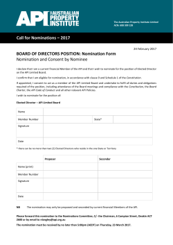 2017 BOARD OF DIRECTORS POSITION: Nomination Form