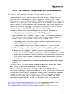 2016 Overture for Fossil Fuels Divestment
