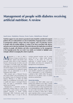 Management of people with diabetes receiving artificial nutrition: A