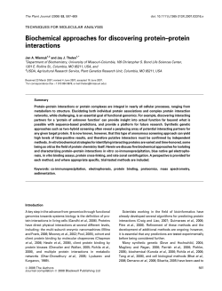 Biochemical approaches for discovering protein–protein interactions