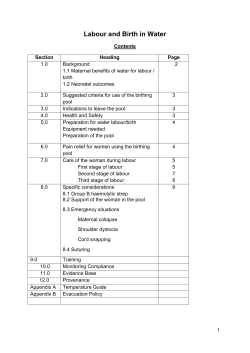 Guidelines for Immersion in water in labour and birth