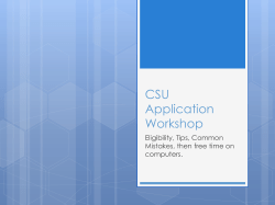 CSU Application Workshop - San Marcos Unified School District