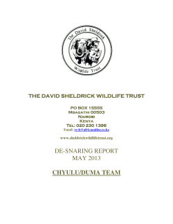 DE-SNARING REPORT MAY 2013 CHYULU/DUMA TEAM