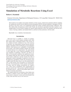 Simulation of Metabolic Reactions Using Excel