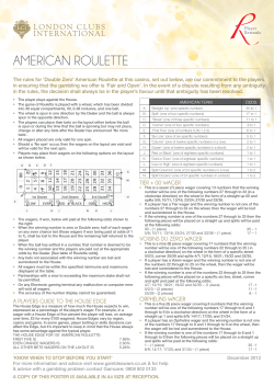 american roulette - Alea Casino Nottingham