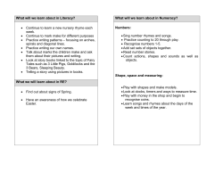 What we will learn about in literacy