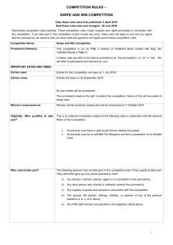 competition rules &ndash; swipe and win competition