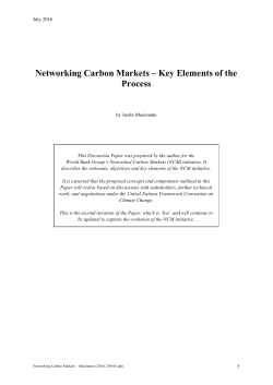 Networking Carbon Markets &ndash; Key Elements of the Process