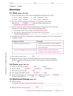 Exercises - PHYSICS​Mr. Bartholomew