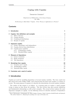 Coping with Copulas Contents 1 Introdcution