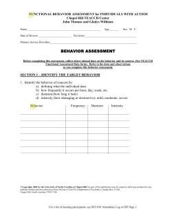 FUNCTIONAL BEHAVIOR ASSESSMENT for INDIVIDUALS WITH