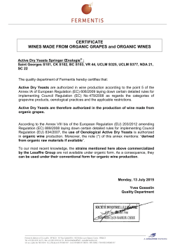 CERTIFICATE WINES MADE FROM ORGANIC GRAPES