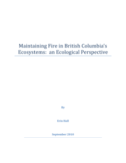 Maintaining Fire in British Columbia`s Ecosystems: an