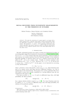 Signal recovery from incomplete measurements in the presence of