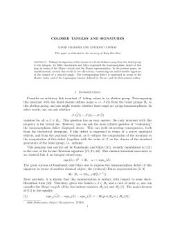 COLORED TANGLES AND SIGNATURES 1. Introduction Consider