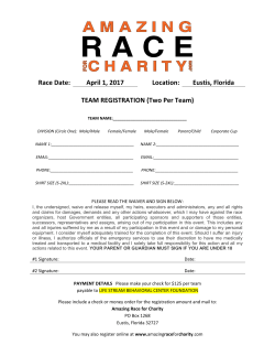 Race Date: April 1, 2017 Location: Eustis, Florida TEAM