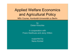 Applied Welfare Economics and Agricultural Policy