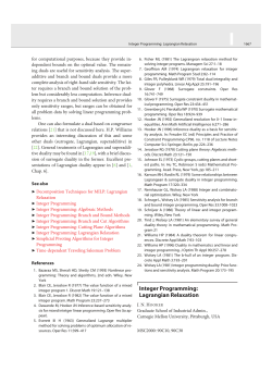 Integer Programming: Lagrangian Relaxation
