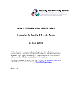 single equality body: issues paper