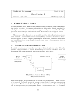 (Extra) Lecture 3 1 Chosen Plaintext Attack
