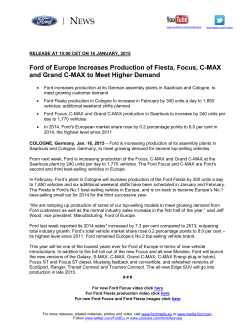 Ford of Europe Increases Production of Fiesta, Focus, C