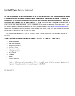 Pre-AP/GT Physics Summer Assignment